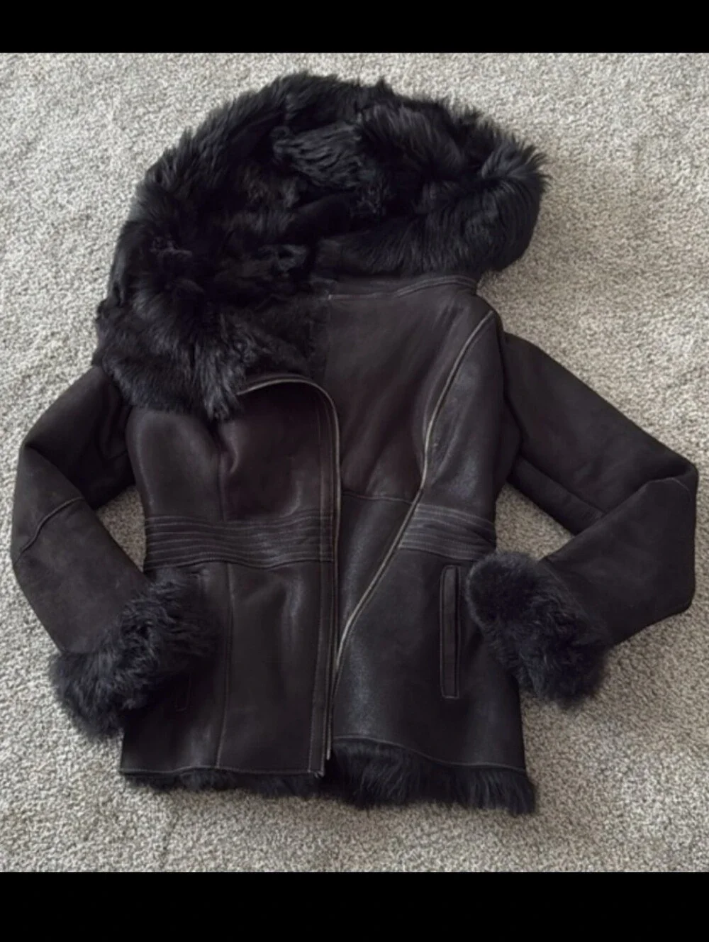 'Victoria' 100% Genuine Sheepskin Tuscana Shearling Fur Coat